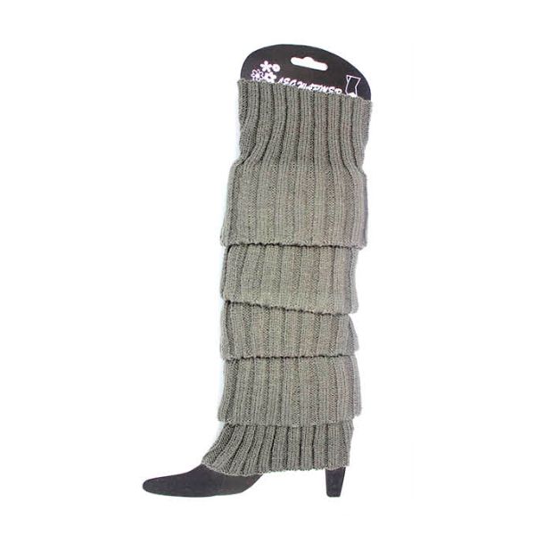 Dark Grey Chunky Knit Plain Leg Warmer