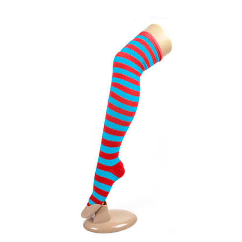 Red with White Stripe Over The Knee Socks