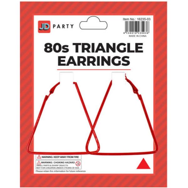 Red 80s Triangle Earrings