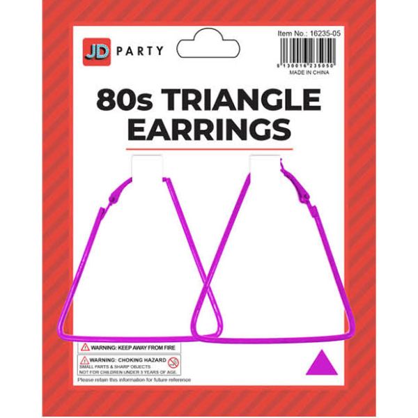 Purple 80s Triangle Earrings