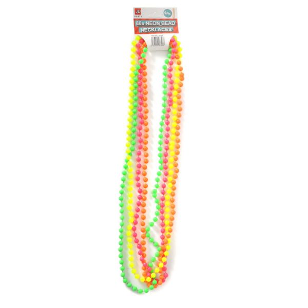 4 Pack 80s Fluro Neon Bead Necklace