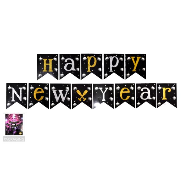 Black with fireworks Pattern Happy New Year Banner - 5m