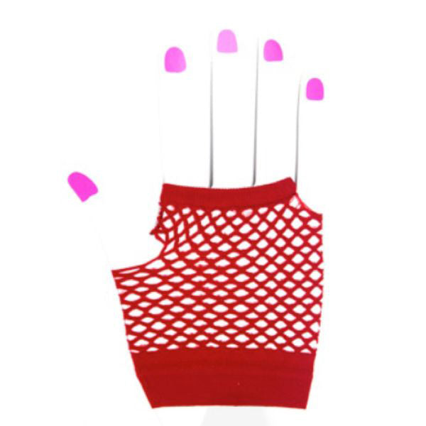 Red Short Fishnet Gloves