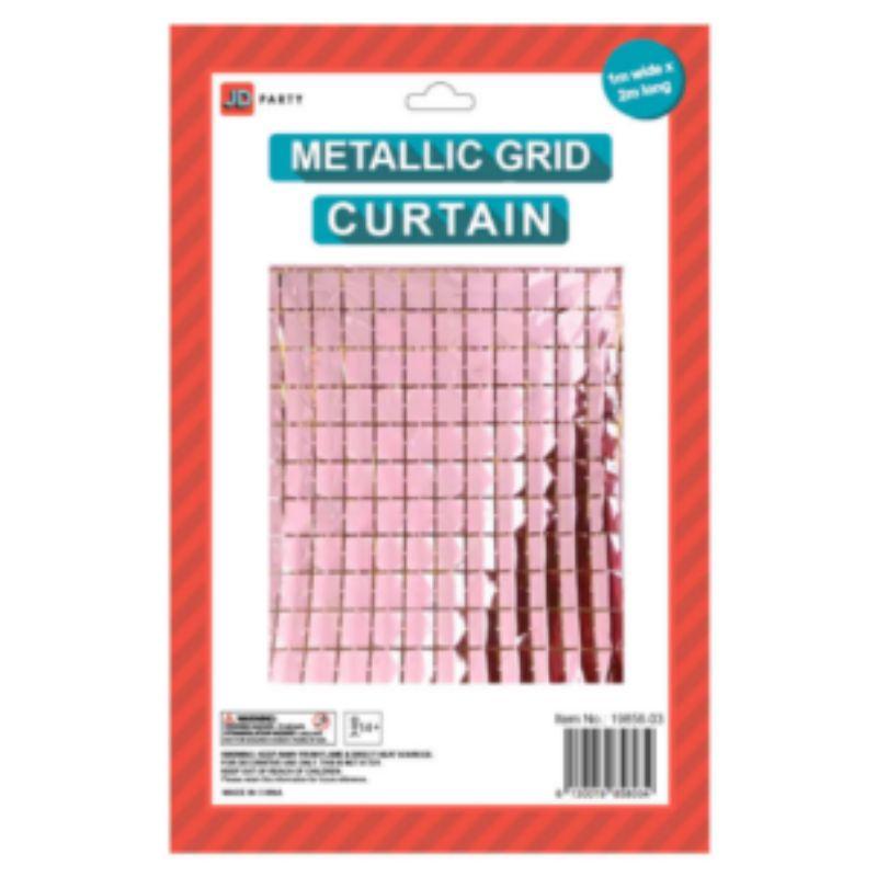 Pink Gold Metallic Block Curtain