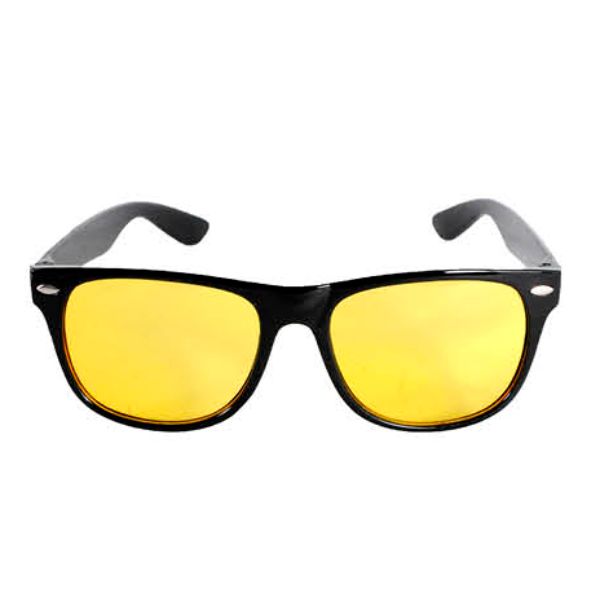 Black With Yellow Rims Wayfarers Clear Party Glasses