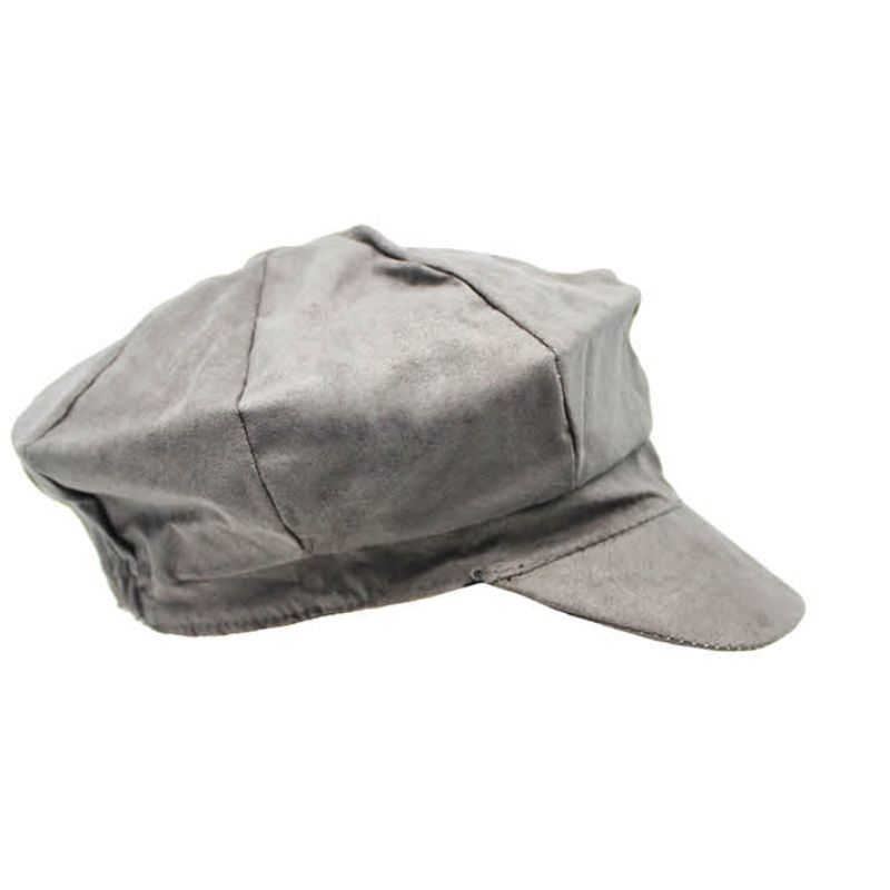 Light Grey 8 Panel Poor Boy Suede Cap
