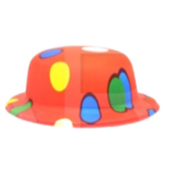 Red Dot Plastic Pattern Bowler Hat