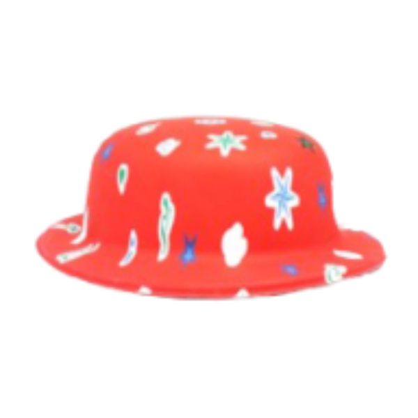 Red Pattern Plastic Pattern Bowler Hat