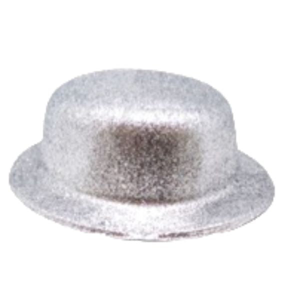 Silver Glitter Bowler Hat