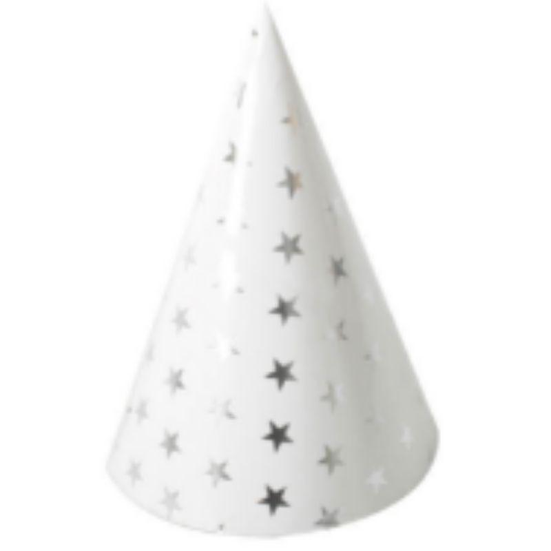 6 Pack Silver Stars Party Hats