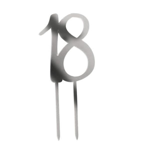 Silver 18 Jumbo Cake Topper