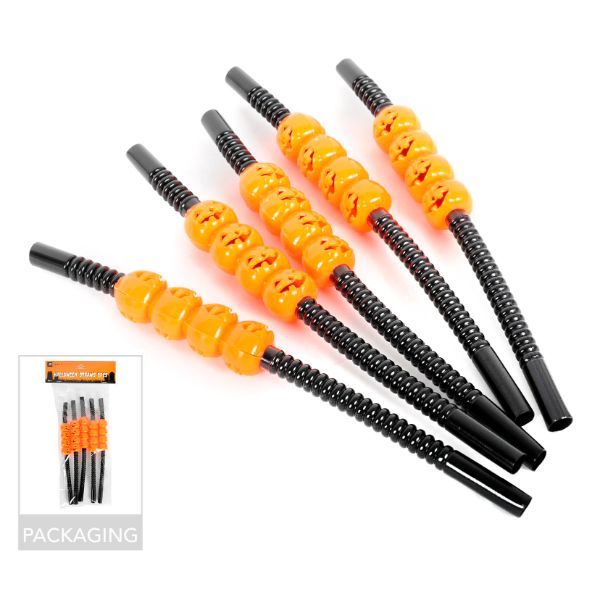 Halloween Straws (Black with pumpkins)