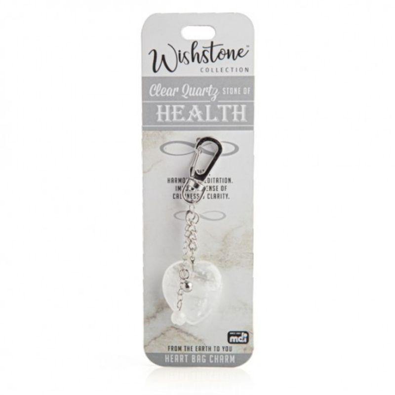 Wishstone Collection Clear Quartz Heart Bag Charm - The Base Warehouse