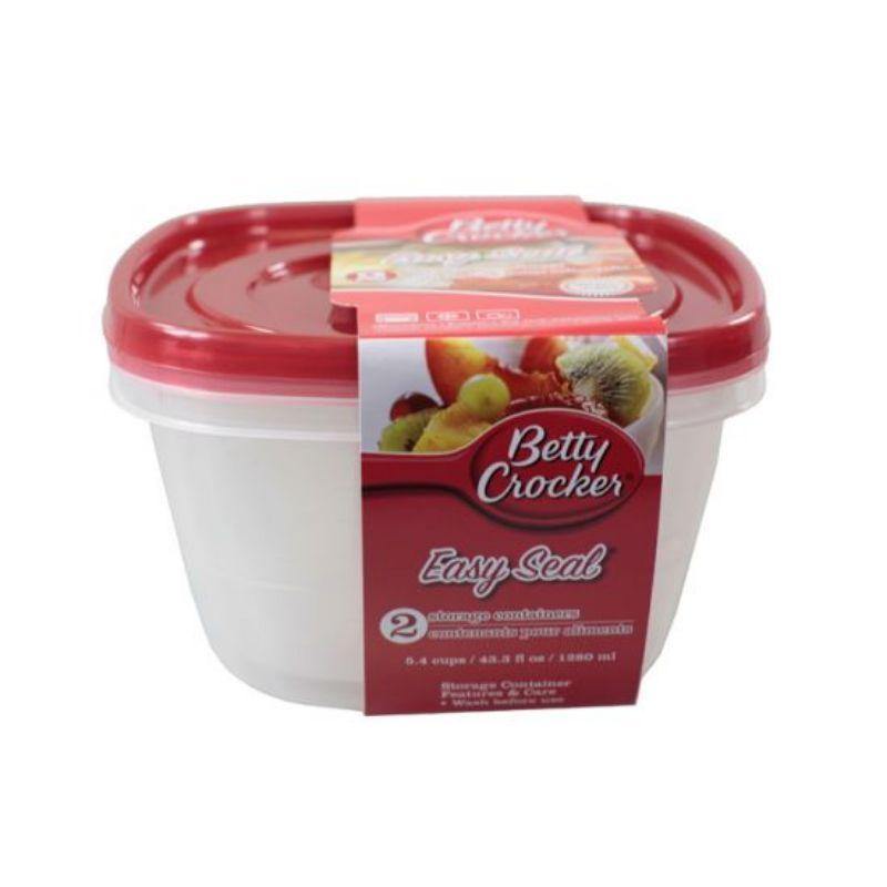 2 Pack Microwave, Dishwasher & Freezer Safe Square Food Storage Containers - 1280ml - The Base Warehouse