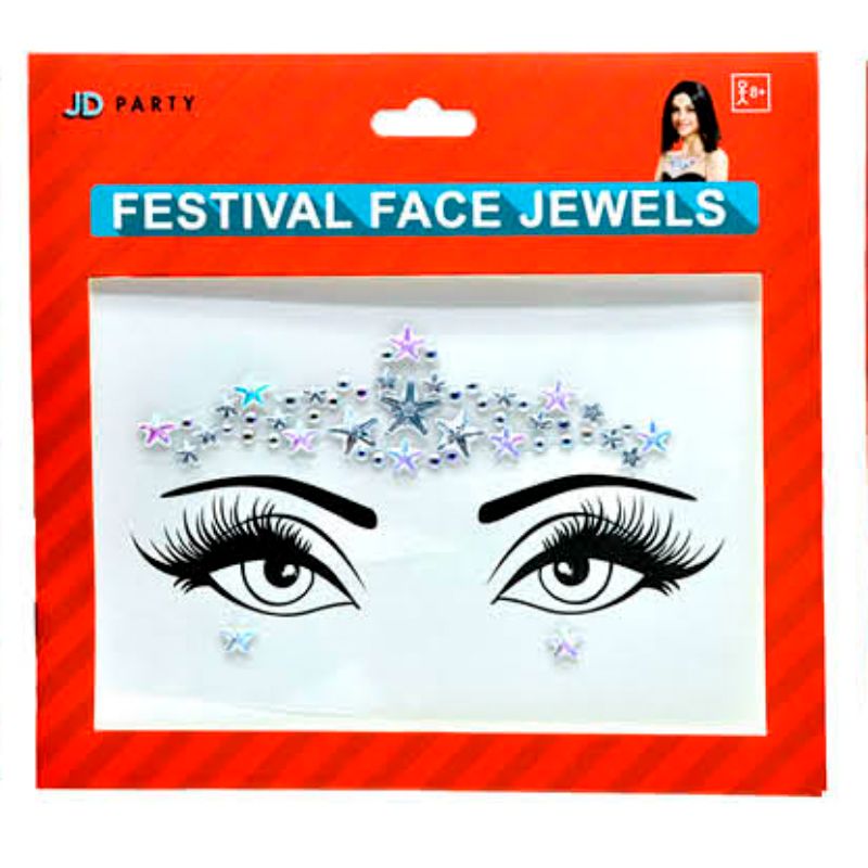 Silver Stars Diamante Festival Face Jewels