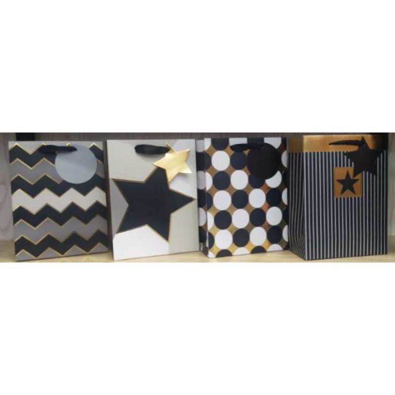 Mens Black Medium Gift Bag - 23.5cm x 17.5cm x 10cm
