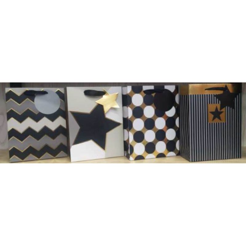 Mens Black Medium Gift Bag - 32cm x 26cm x 10cm
