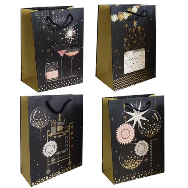 Black With Glitter Gift Bag - 31cm x 40cm x 12cm