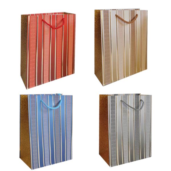 Glitter Stripes Gift Bag - 18cm x 24cm x 8.5cm