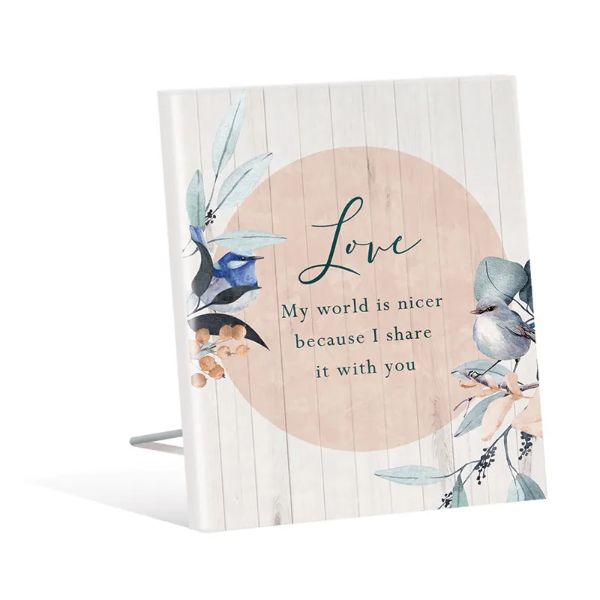 Wren Love Sentiment Plaque - 12cm x 15cm