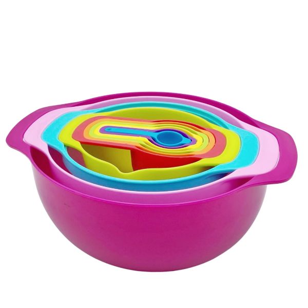 10 Pack Plastic Mixing Bowl & Measuring Cup Set