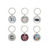 Load image into Gallery viewer, Round Glass Keyring with Wiccan Design - 3cm
