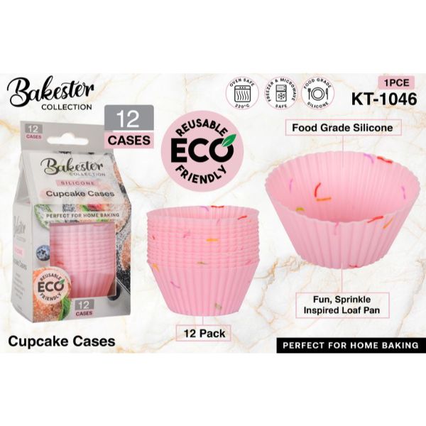 12 Pack Pink Silicone Cupcake Cases The Base Warehouse