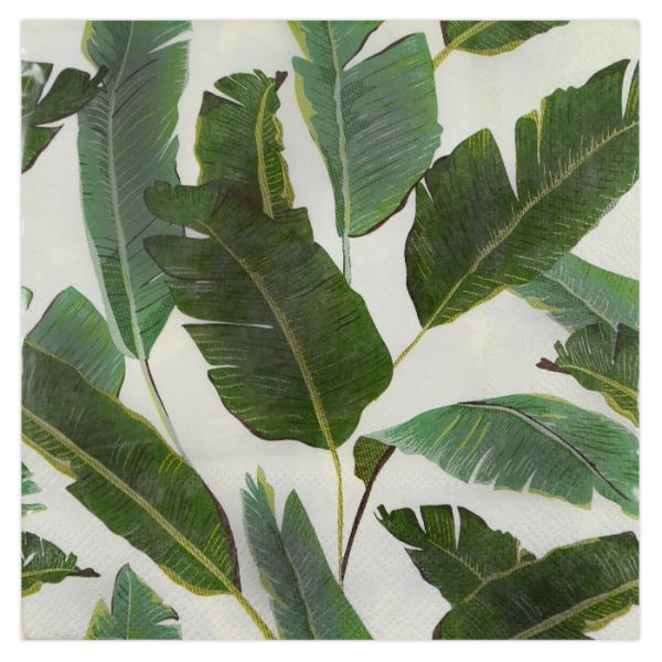20 Pack Green Banana Leaf 3 Ply Napkins - 33cm x 33cm