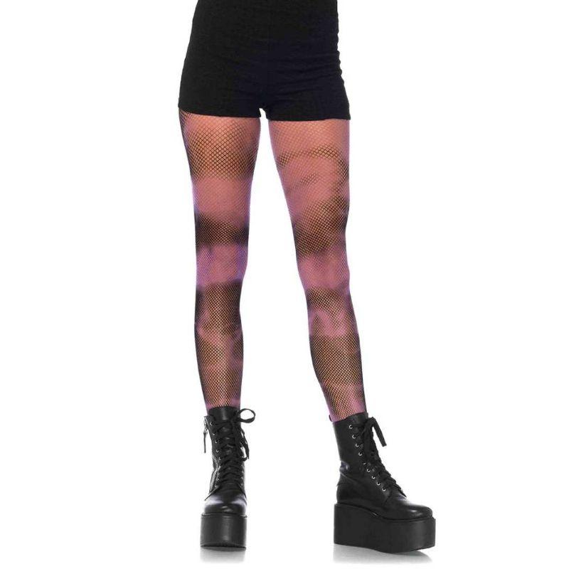 Black & Purple Tie Dye Fishnet Pantyhose