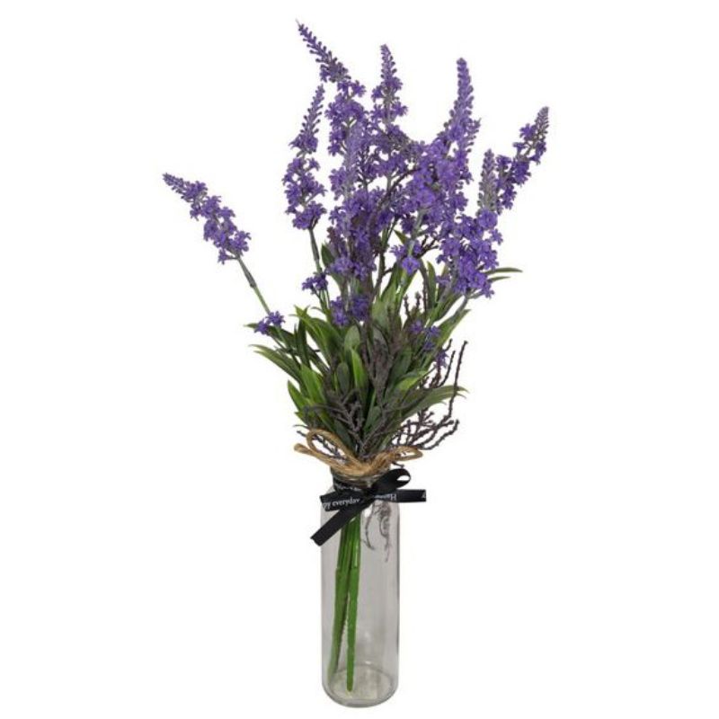 Purple Lavender Plant in Glass Vase - 45cm