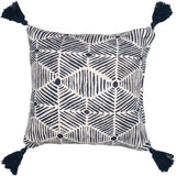 Load image into Gallery viewer, Navy Printed Cotton Slub Cushion Prefilled - 45cm x 45cm x 10cm