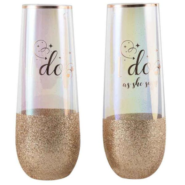 2 Pack I Do I Do As She Says Stemless Champagne Glass - 180ml