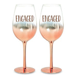 Load image into Gallery viewer, 2 Pack Rose Gold Engaged Ombre Wine Glasses - 430ml