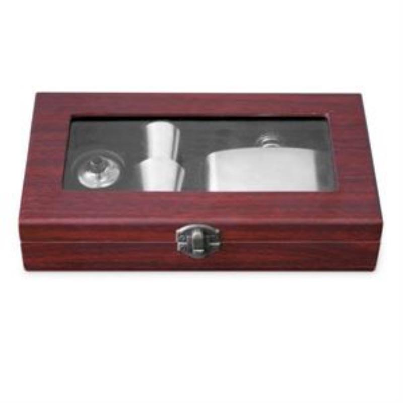 Hip Flask Timber Box Set