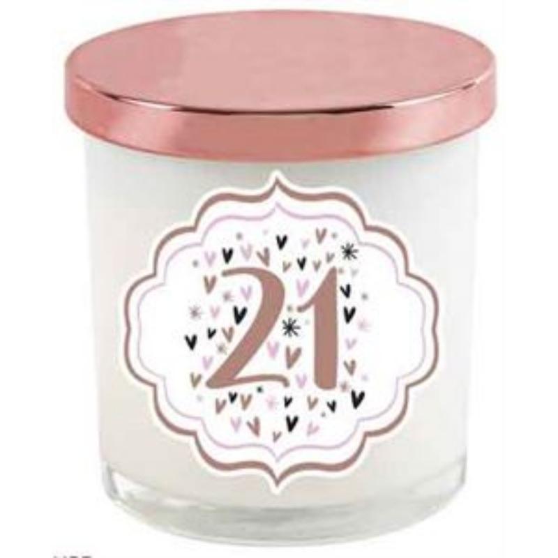 21st Pastel Heart Candle - 9cm x 8cm