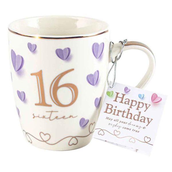 Sweet 16th Happy Birthday Heart Mug - 350ml