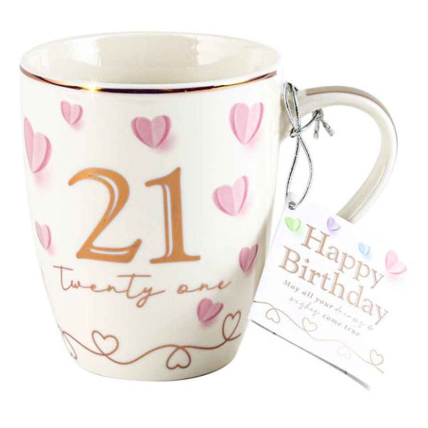 Sweet 21st Happy Birthday Heart Mug - 360ml