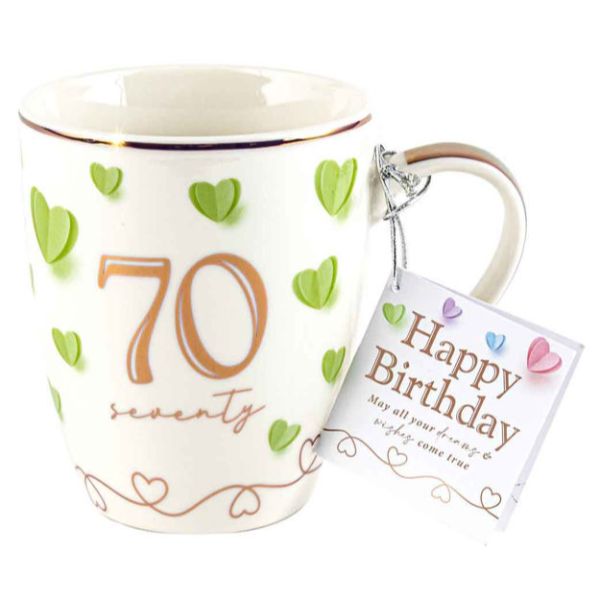 Sweet 70th Happy Birthday Heart Mug - 360ml