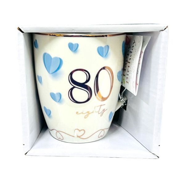 Sweet 80th Happy Birthday Heart Mug - 360ml