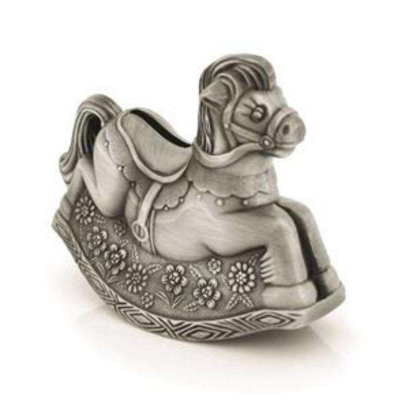 Pewter Plate Rocking Horse Money Bank - 10cm - The Base Warehouse