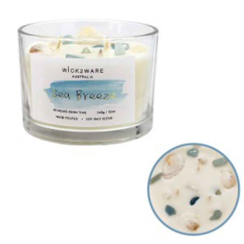 Wick2Ware Crystal Sea Breeze Candle Jar - 340g