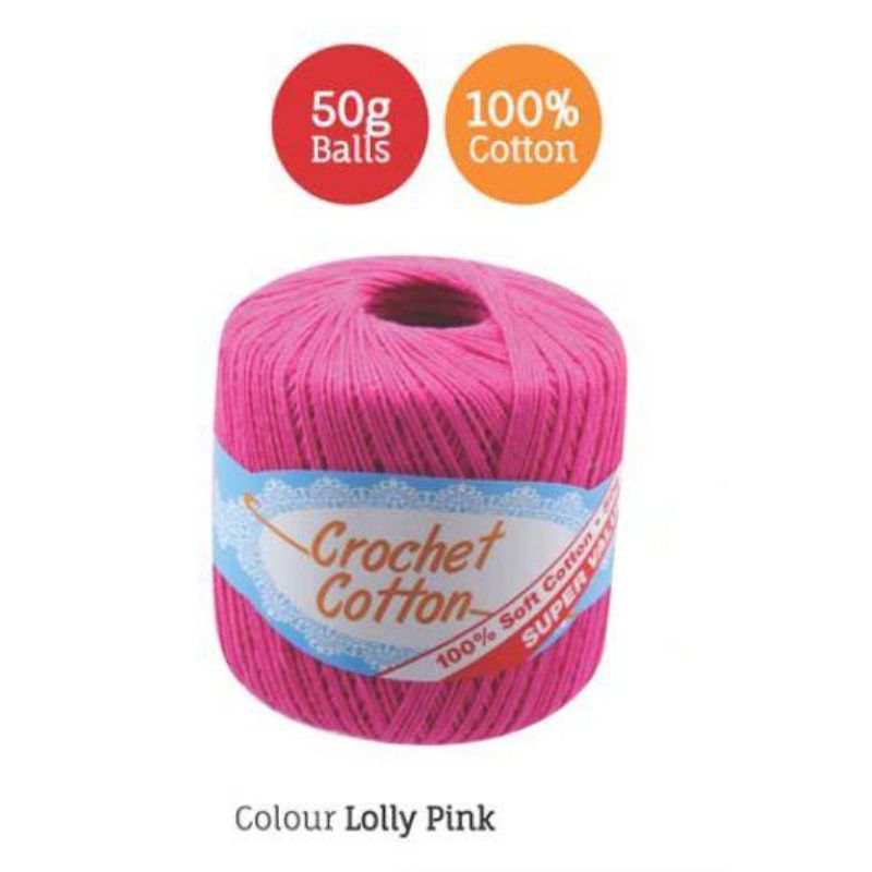 Lolly Pink Crochet Cotton - 50g