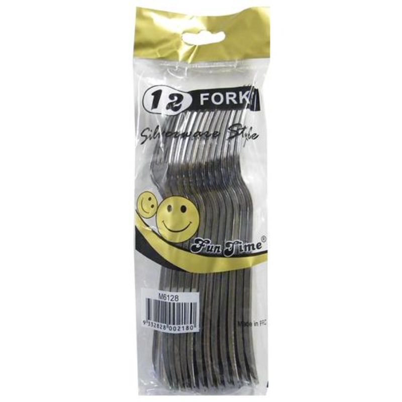 12 Pack Silver Disposable Plated Forks