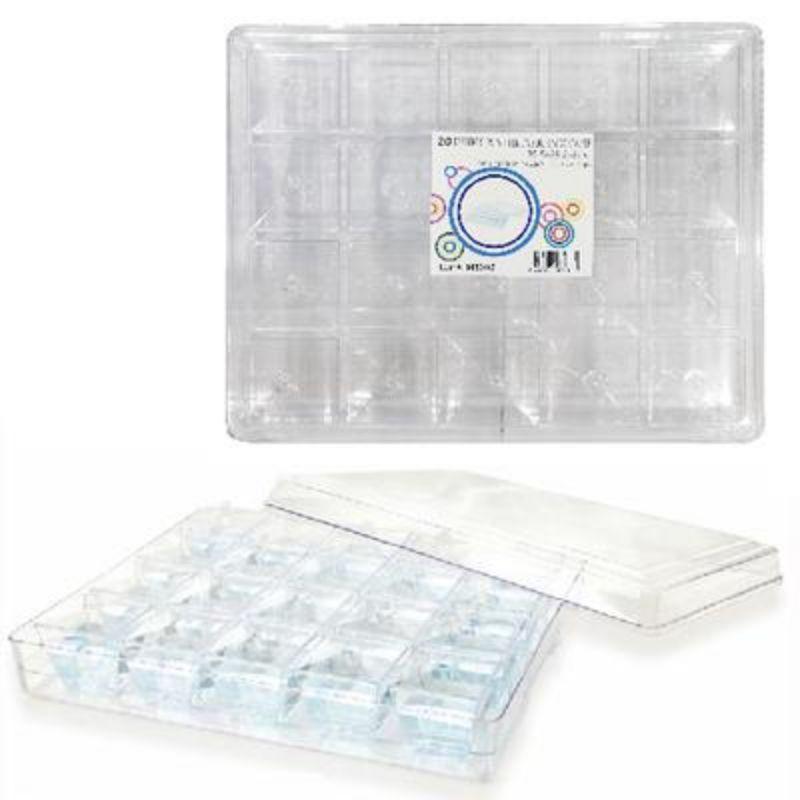 20 Pack Clear Plastic Cups & Lids in Display Container