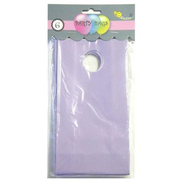 6 Pack Lilac Paper Party Bags