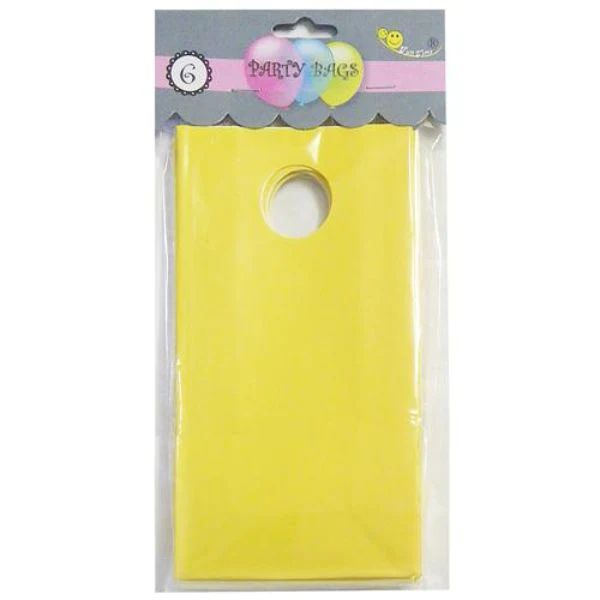 6 Pack Yellow Paper Party Bags