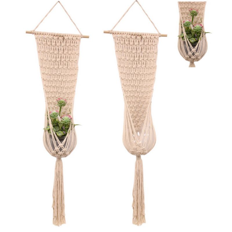Cream Macrame Pot Holder with Bowl - 127cm