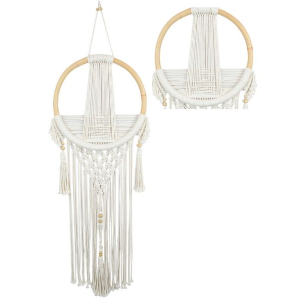 Cream Macrame Decor Hanger with Criss Cross Design - 103cm