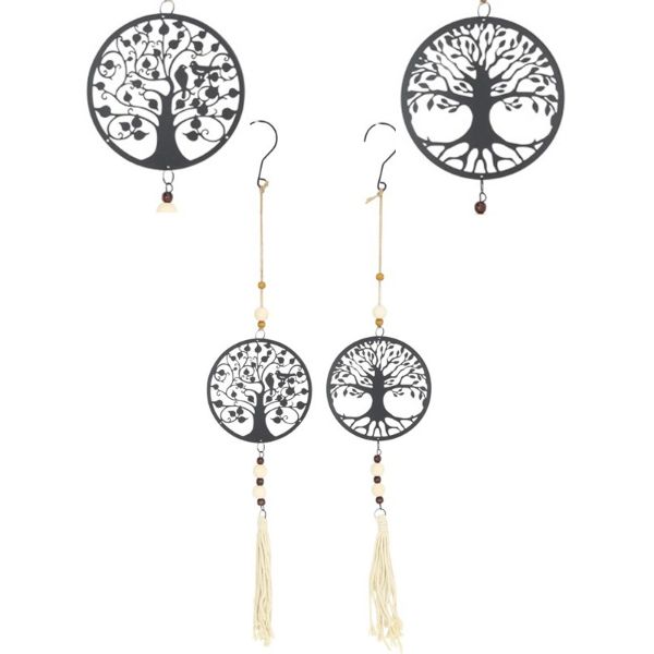 Metal and Macrame Hanger with Tree of Life Design - 65cm