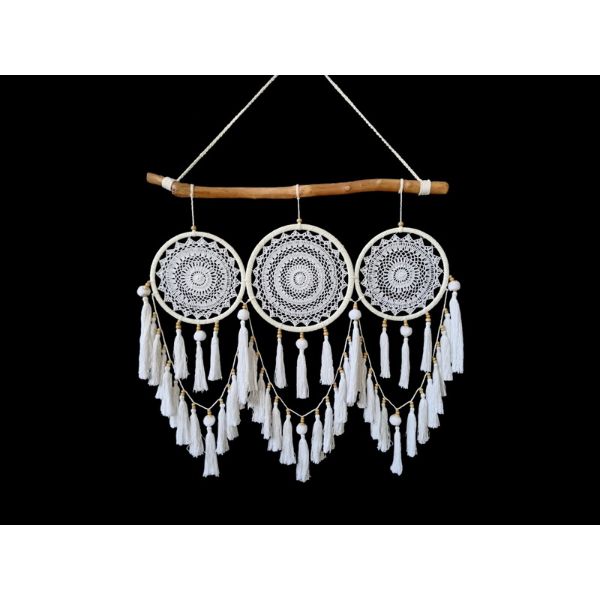 Boho Driftwood Triple Macrame Dream Catcher - 85cm